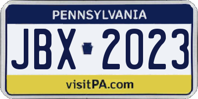 PA license plate JBX2023