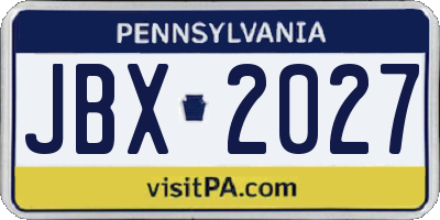 PA license plate JBX2027