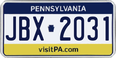 PA license plate JBX2031