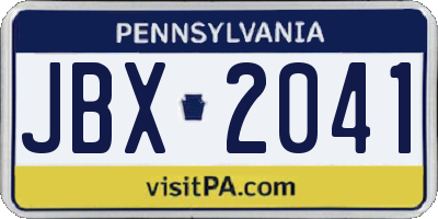 PA license plate JBX2041