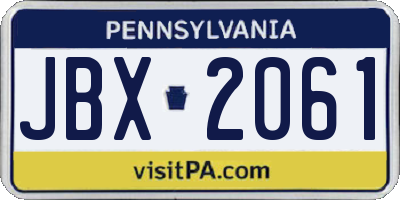 PA license plate JBX2061