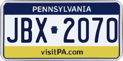 PA license plate JBX2070