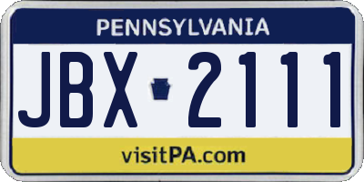 PA license plate JBX2111