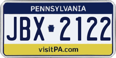 PA license plate JBX2122