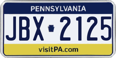 PA license plate JBX2125