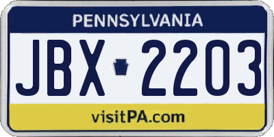 PA license plate JBX2203