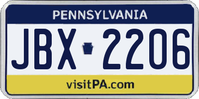 PA license plate JBX2206