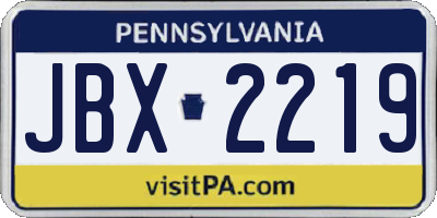 PA license plate JBX2219