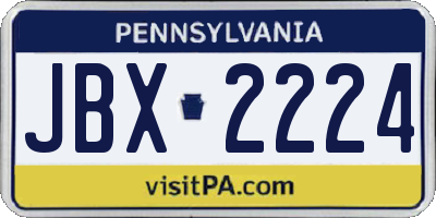 PA license plate JBX2224