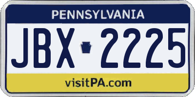 PA license plate JBX2225