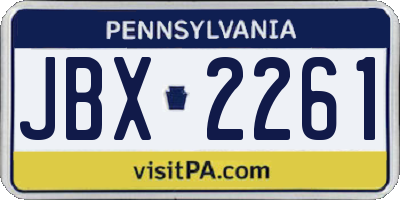 PA license plate JBX2261