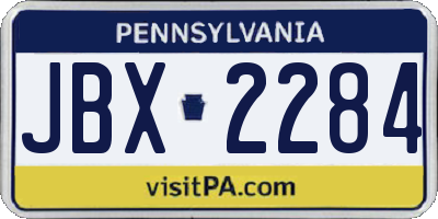 PA license plate JBX2284