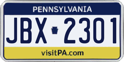 PA license plate JBX2301