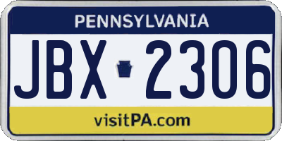 PA license plate JBX2306