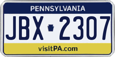 PA license plate JBX2307