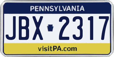 PA license plate JBX2317
