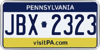 PA license plate JBX2323