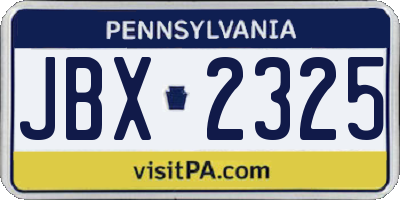PA license plate JBX2325