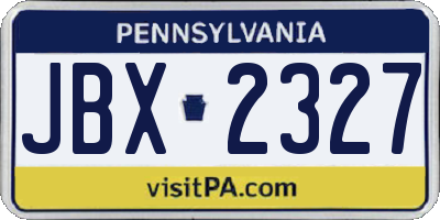 PA license plate JBX2327