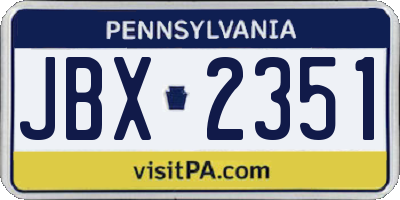 PA license plate JBX2351