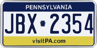 PA license plate JBX2354