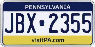 PA license plate JBX2355