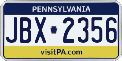 PA license plate JBX2356