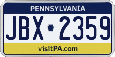 PA license plate JBX2359