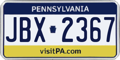 PA license plate JBX2367