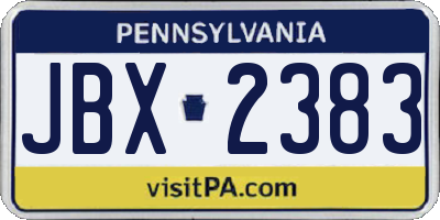 PA license plate JBX2383