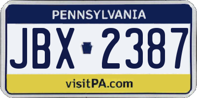 PA license plate JBX2387