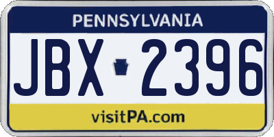 PA license plate JBX2396