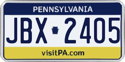 PA license plate JBX2405
