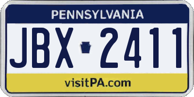 PA license plate JBX2411