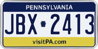 PA license plate JBX2413