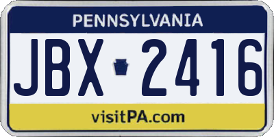 PA license plate JBX2416