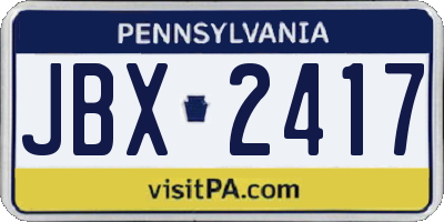 PA license plate JBX2417