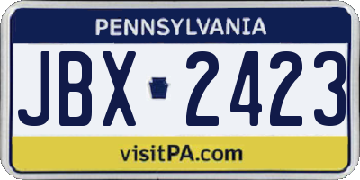 PA license plate JBX2423