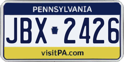 PA license plate JBX2426