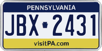 PA license plate JBX2431