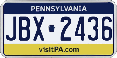 PA license plate JBX2436