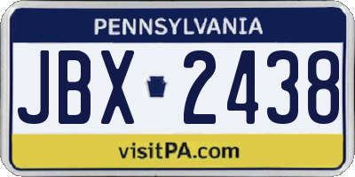 PA license plate JBX2438
