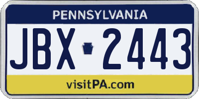 PA license plate JBX2443