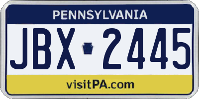 PA license plate JBX2445