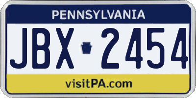 PA license plate JBX2454