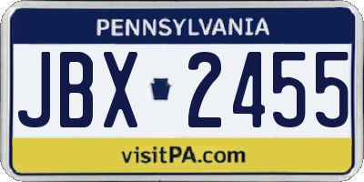 PA license plate JBX2455