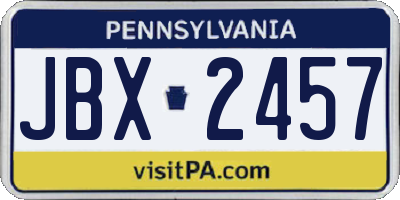 PA license plate JBX2457