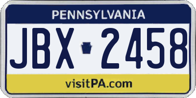 PA license plate JBX2458