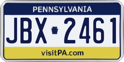 PA license plate JBX2461
