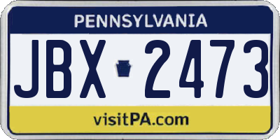 PA license plate JBX2473